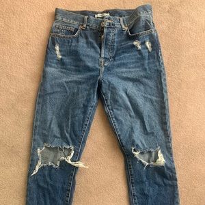 forever 21 ripped mom jeans mid wash high waisted